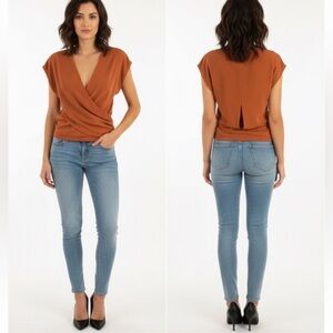 L'AGENCE coral silk Wrap Blouse size XS